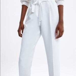 Zara Pants - NWT Zara Belted Pants White XL Zara Pants - NWT Zara Belted Pants White XL